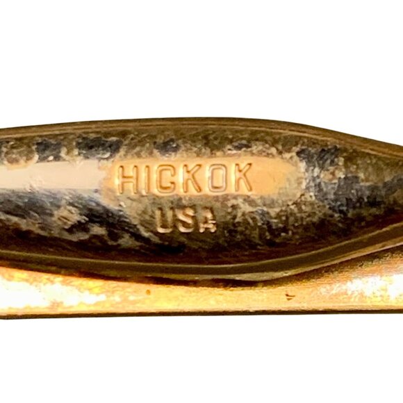 Vintage Hickok USA Gold-Tone Tie Clip Bar Fleur-De-Lis Design Spade Card - Picture 4 of 4